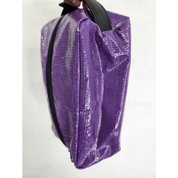 Rareform Toiletry Bag Repurposed Vinyl Bag black/purple Nylon Lightweight Makeup - Picture 3 of 6